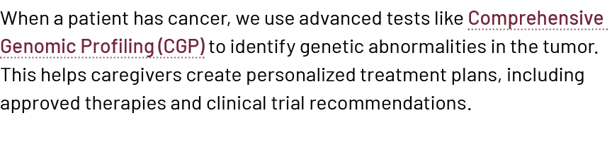 When a patient has cancer, we use advanced tests like Comprehensive Genomic Profiling (CGP) to identify genetic abnor...