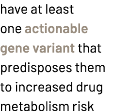 have at least one actionable gene variant that predisposes them to increased drug metabolism risk